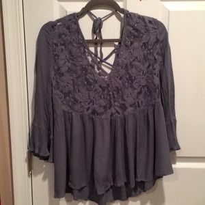 American Eagle V-beck tie blouse